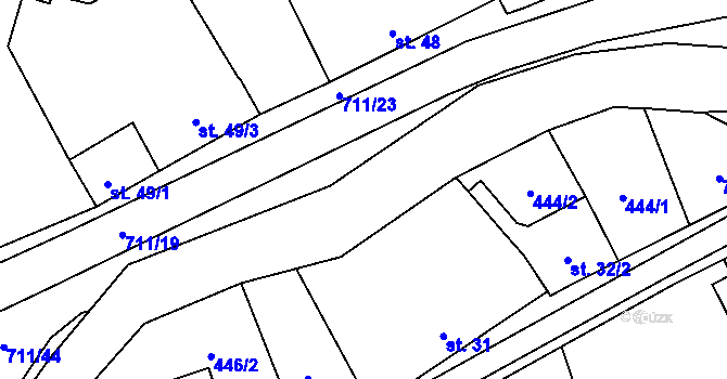 Parcela st. 714/65 v KÚ Brusné, Katastrální mapa