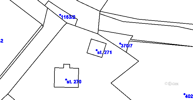 Parcela st. 271 v KÚ Brusné, Katastrální mapa
