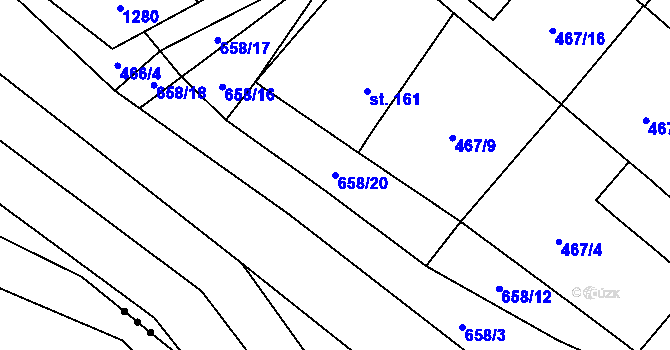 Parcela st. 658/20 v KÚ Brusné, Katastrální mapa