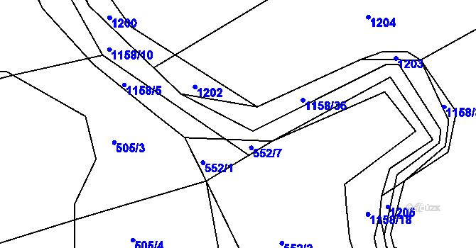 Parcela st. 1158/10 v KÚ Brusy, Katastrální mapa