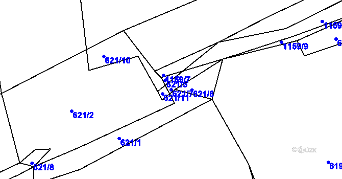 Parcela st. 621/7 v KÚ Brusy, Katastrální mapa