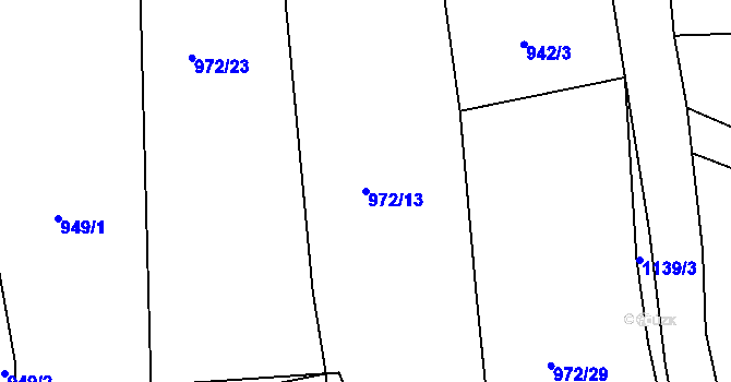Parcela st. 972/13 v KÚ Brusy, Katastrální mapa