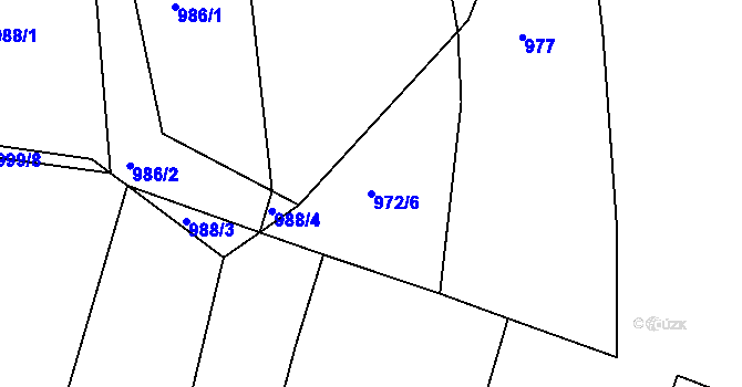 Parcela st. 972/6 v KÚ Brusy, Katastrální mapa