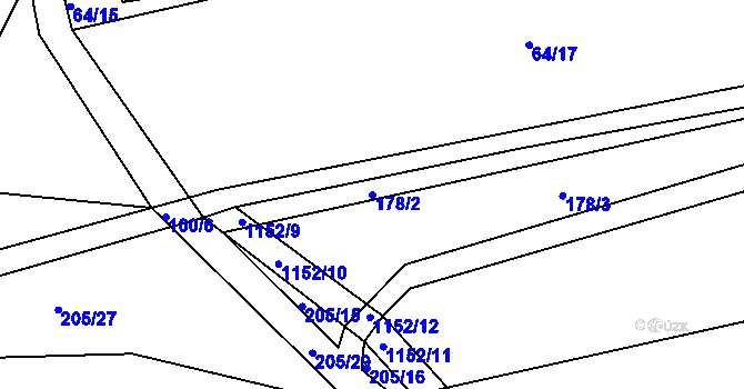 Parcela st. 178/2 v KÚ Brusy, Katastrální mapa