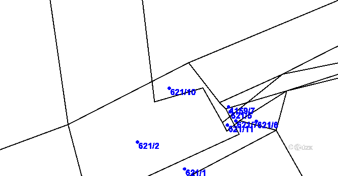Parcela st. 621/10 v KÚ Brusy, Katastrální mapa
