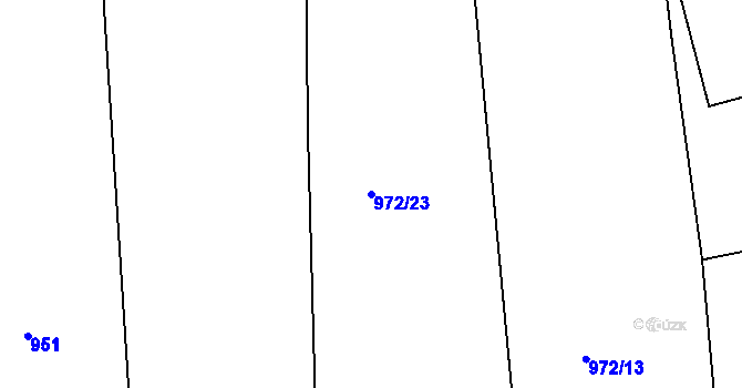 Parcela st. 972/23 v KÚ Brusy, Katastrální mapa