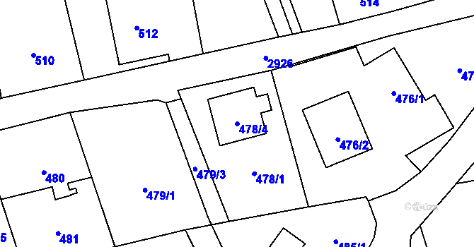Parcela st. 478/4 v KÚ Brušperk, Katastrální mapa