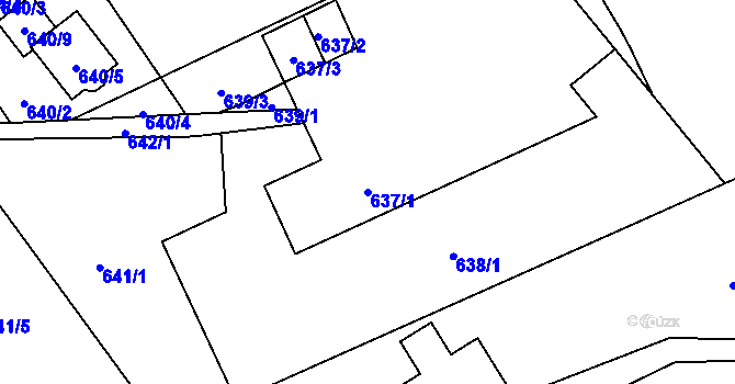Parcela st. 637/1 v KÚ Brušperk, Katastrální mapa