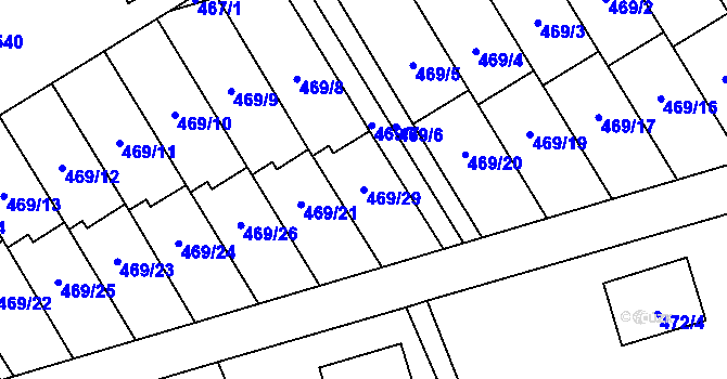 Parcela st. 469/29 v KÚ Brušperk, Katastrální mapa