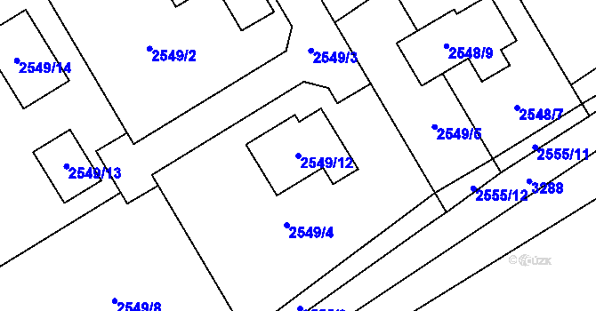 Parcela st. 2549/12 v KÚ Brušperk, Katastrální mapa