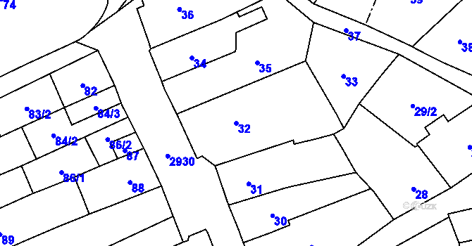 Parcela st. 32 v KÚ Brušperk, Katastrální mapa