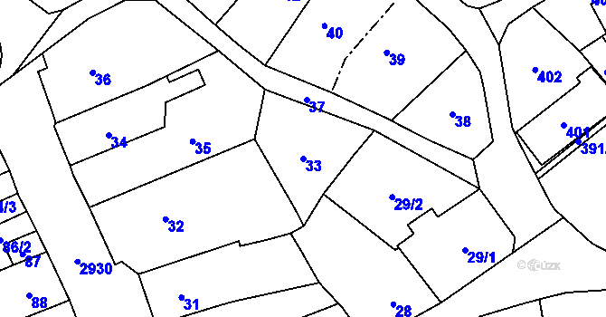 Parcela st. 33 v KÚ Brušperk, Katastrální mapa