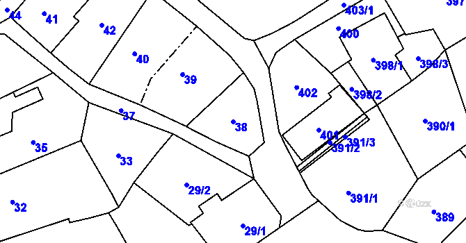 Parcela st. 38 v KÚ Brušperk, Katastrální mapa