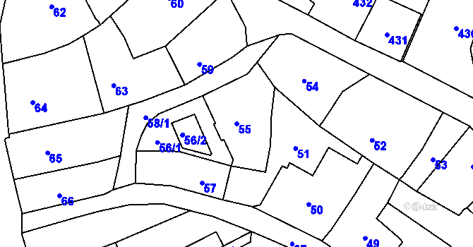 Parcela st. 55 v KÚ Brušperk, Katastrální mapa