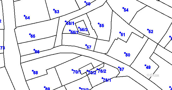Parcela st. 57 v KÚ Brušperk, Katastrální mapa