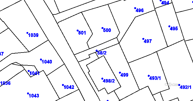 Parcela st. 58/2 v KÚ Brušperk, Katastrální mapa