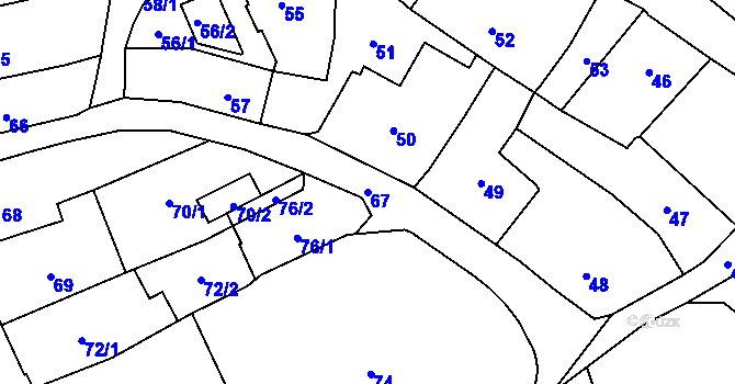 Parcela st. 67 v KÚ Brušperk, Katastrální mapa