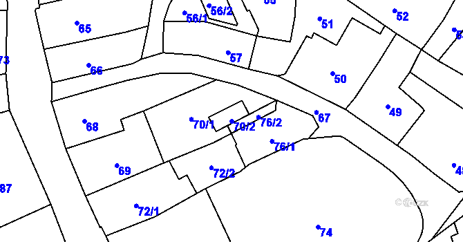 Parcela st. 70/2 v KÚ Brušperk, Katastrální mapa