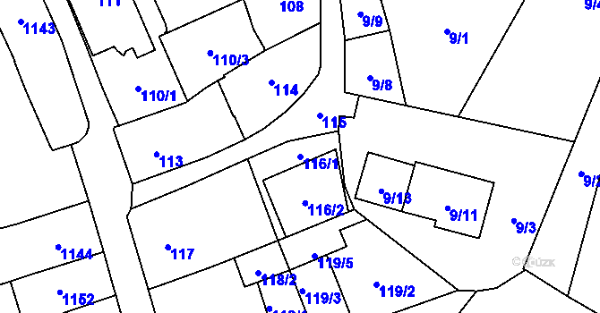 Parcela st. 116/1 v KÚ Brušperk, Katastrální mapa