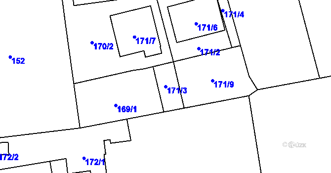 Parcela st. 171/3 v KÚ Brušperk, Katastrální mapa