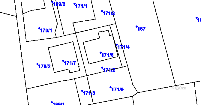 Parcela st. 171/6 v KÚ Brušperk, Katastrální mapa