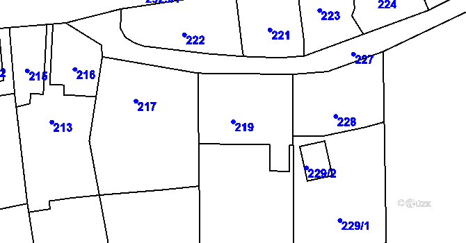 Parcela st. 219 v KÚ Brušperk, Katastrální mapa