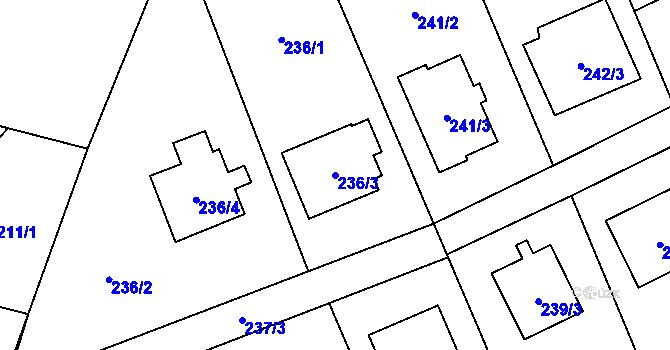 Parcela st. 236/3 v KÚ Brušperk, Katastrální mapa