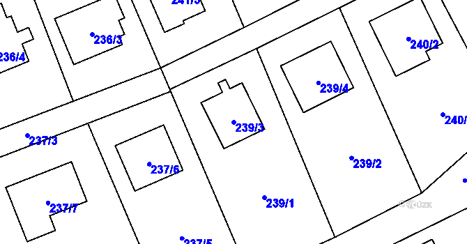 Parcela st. 239/3 v KÚ Brušperk, Katastrální mapa
