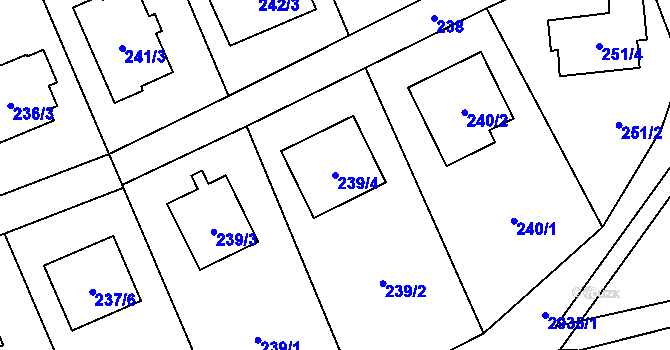 Parcela st. 239/4 v KÚ Brušperk, Katastrální mapa