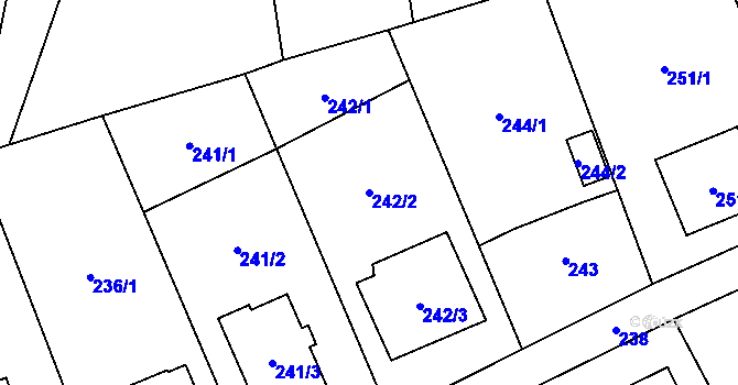 Parcela st. 242/2 v KÚ Brušperk, Katastrální mapa