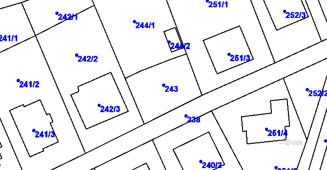 Parcela st. 243 v KÚ Brušperk, Katastrální mapa