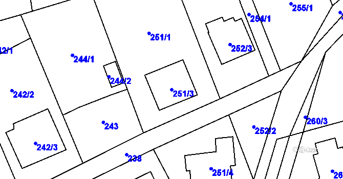 Parcela st. 251/3 v KÚ Brušperk, Katastrální mapa