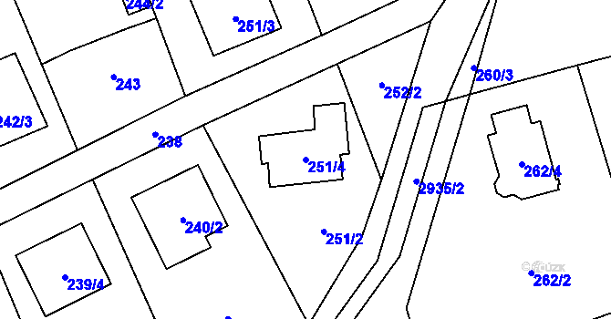 Parcela st. 251/4 v KÚ Brušperk, Katastrální mapa