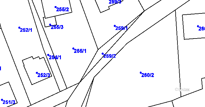 Parcela st. 259/2 v KÚ Brušperk, Katastrální mapa