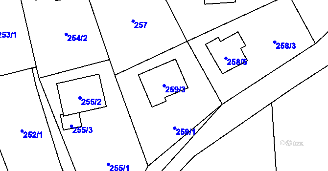 Parcela st. 259/3 v KÚ Brušperk, Katastrální mapa