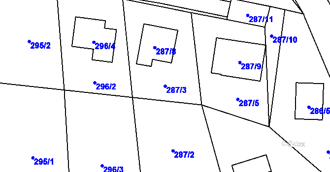Parcela st. 287/3 v KÚ Brušperk, Katastrální mapa