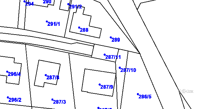 Parcela st. 287/11 v KÚ Brušperk, Katastrální mapa