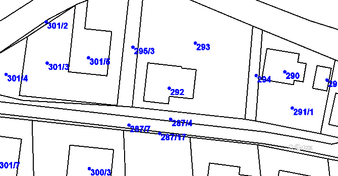 Parcela st. 292 v KÚ Brušperk, Katastrální mapa
