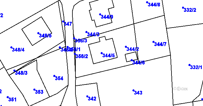 Parcela st. 344/5 v KÚ Brušperk, Katastrální mapa