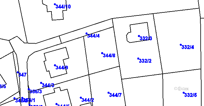 Parcela st. 344/8 v KÚ Brušperk, Katastrální mapa