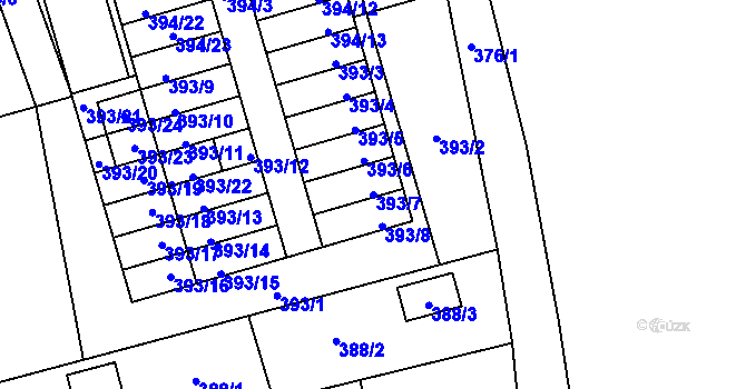 Parcela st. 393/7 v KÚ Brušperk, Katastrální mapa