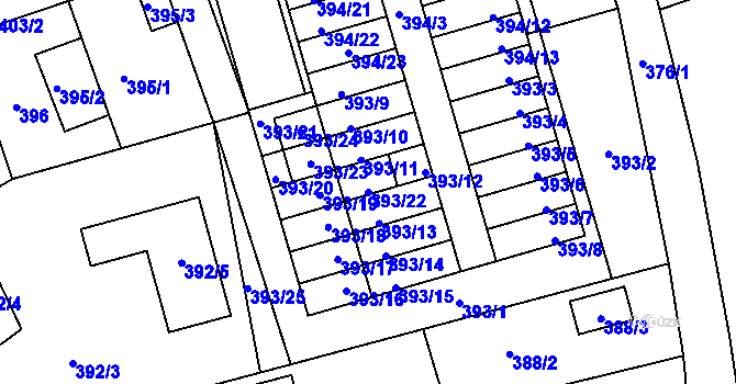 Parcela st. 393/22 v KÚ Brušperk, Katastrální mapa
