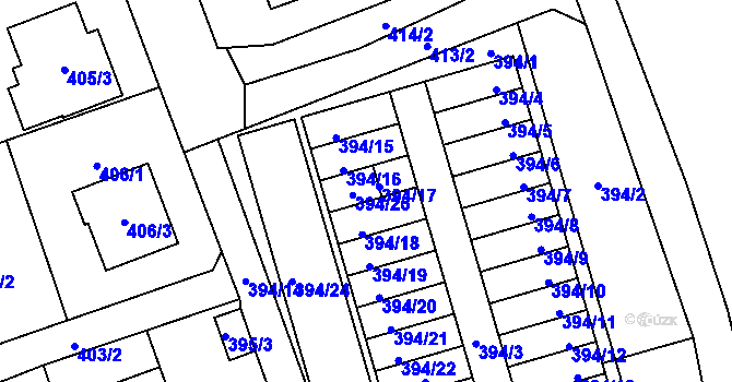 Parcela st. 394/17 v KÚ Brušperk, Katastrální mapa