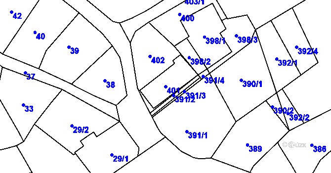 Parcela st. 401 v KÚ Brušperk, Katastrální mapa