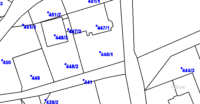 Parcela st. 448/1 v KÚ Brušperk, Katastrální mapa