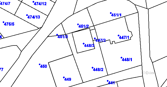 Parcela st. 448/3 v KÚ Brušperk, Katastrální mapa