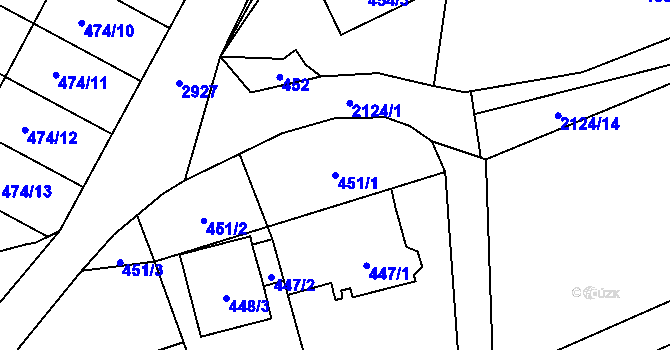 Parcela st. 451/1 v KÚ Brušperk, Katastrální mapa