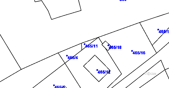 Parcela st. 465/11 v KÚ Brušperk, Katastrální mapa