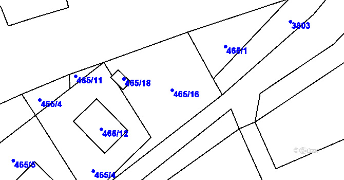 Parcela st. 465/16 v KÚ Brušperk, Katastrální mapa
