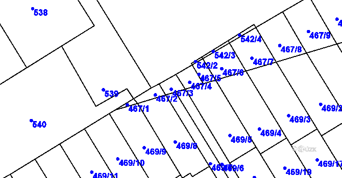 Parcela st. 467/3 v KÚ Brušperk, Katastrální mapa